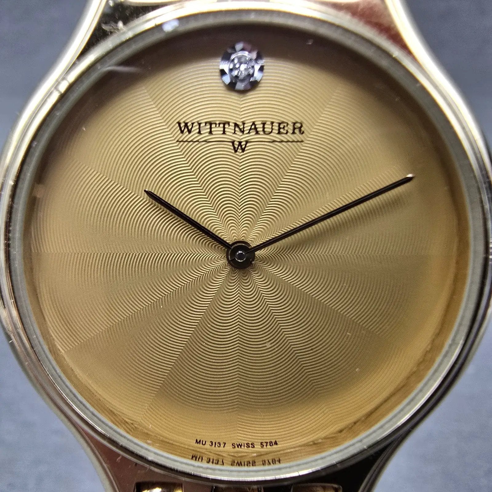 Wittnauer Watch Men 32mm Champagne Dial Gold Tone Round 5784 New Battery1