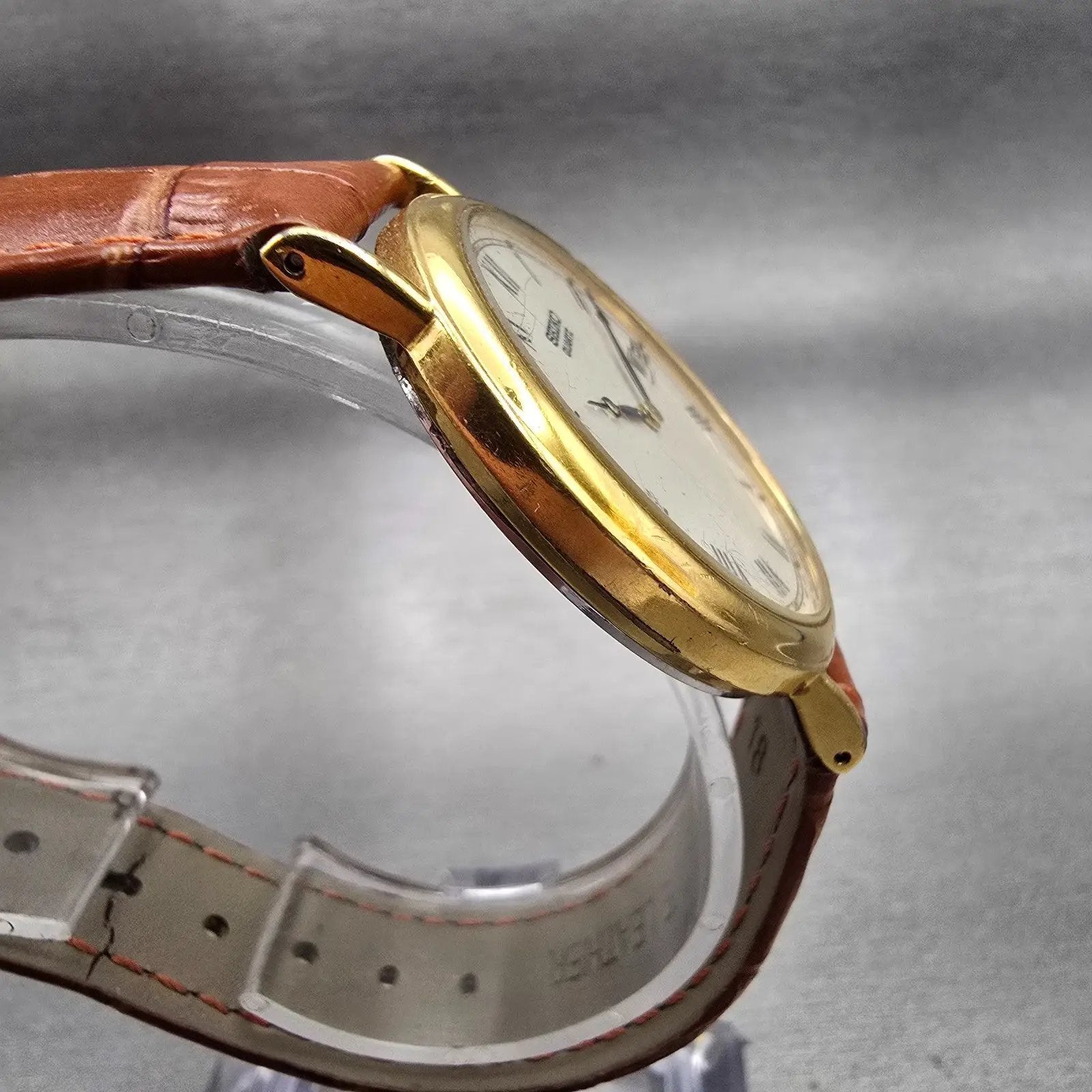 Seiko Watch Men 34mm Ivory Dial Gold Tone Date Round 7N29-8A09 New Battery LP3