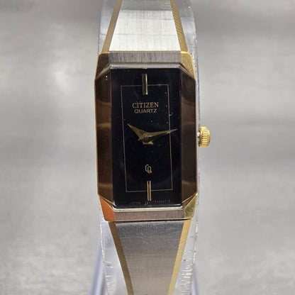 Citizen CQ Watch Women 13mm Black Dial Two Tone Rectangle 5421-F42228 New Batt0