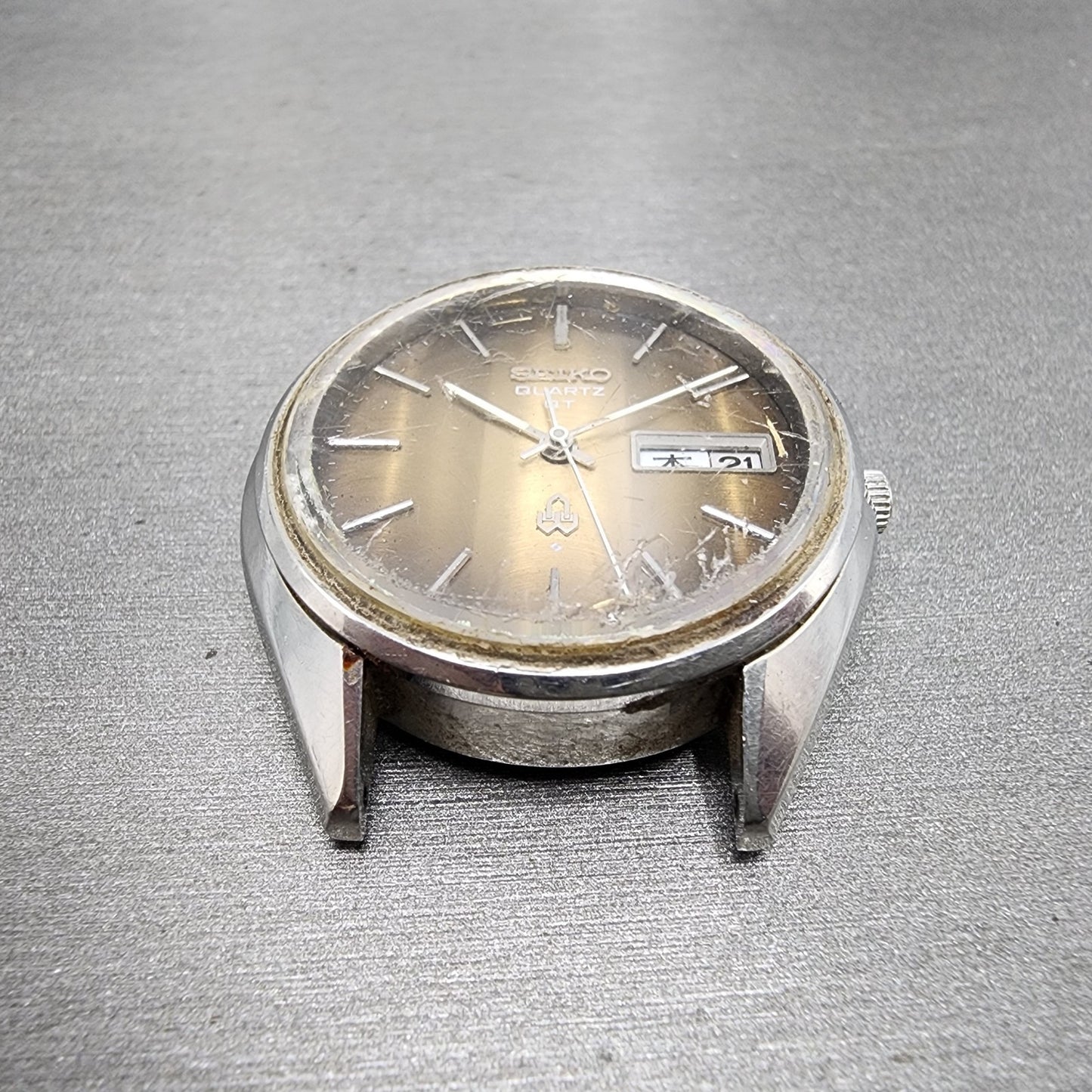 Seiko QT Watch Men 36mm Brown Dial Silver Tone Daydate 38037090 PARTS3