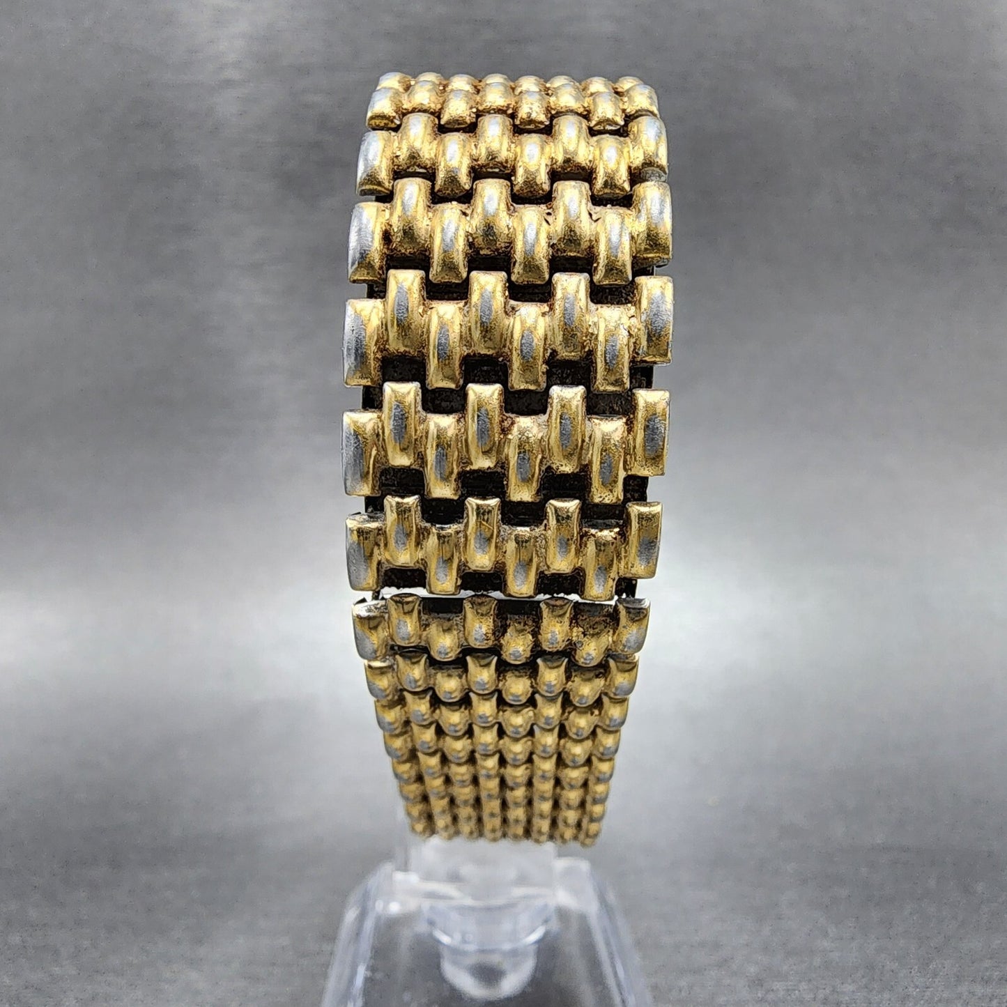 Seiko Tank Watch Men 27mm Gold Dial Gold Tone Rectangle 74305309 PARTS8