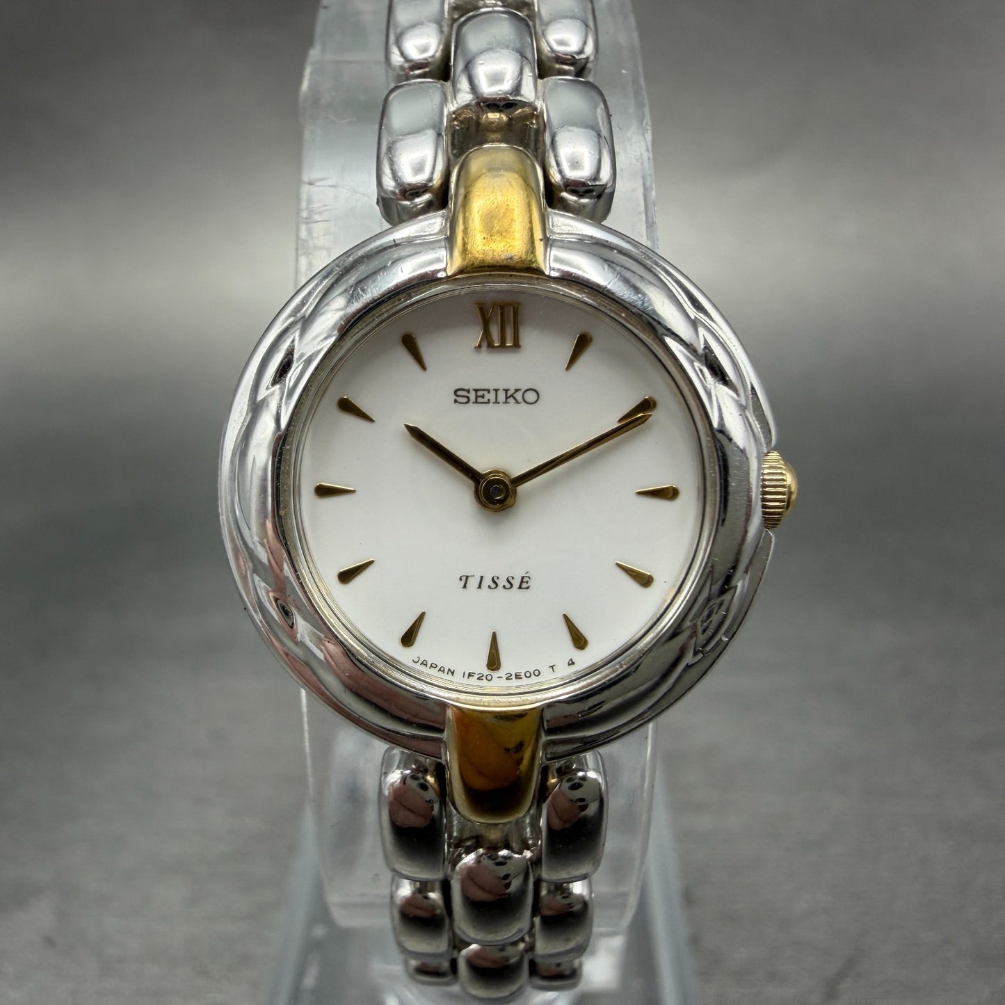 Seiko Tisse Watch Women 21mm White Dial Two Tone Round 1F20-0J90 New Battery0
