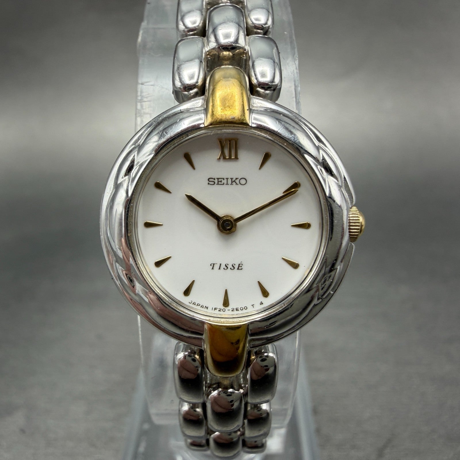 Seiko Tisse Watch Women 21mm White Dial Two Tone Round 1F20-0J90 New Battery0
