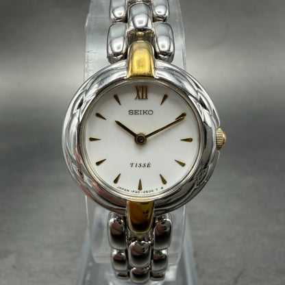 Seiko Tisse Watch Women 21mm White Dial Two Tone Round 1F20-0J90 New Battery0