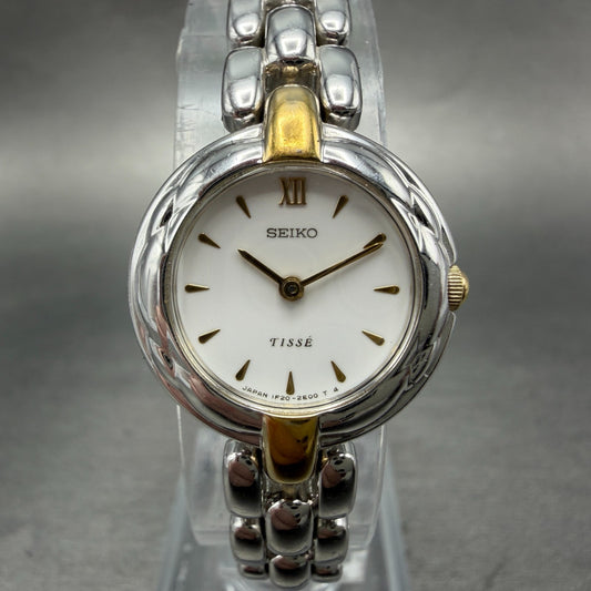 Seiko Tisse Watch Women 21mm White Dial Two Tone Round 1F20-0J90 New Battery0