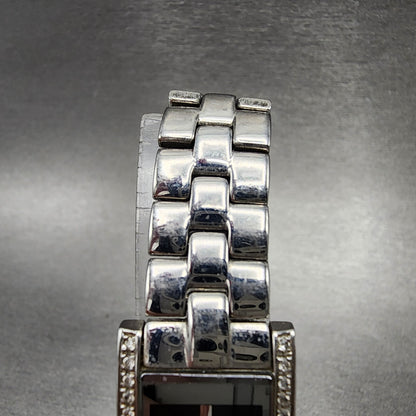 Bulova Tank Watch Women 18mm Black Dial Steel Crystals Rectangle New Battery