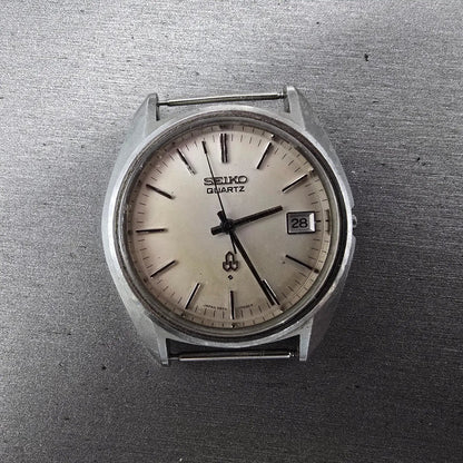 Seiko Watch Men 37mm White Dial Steel Date Round 3802 Movement 3802-7030 PARTS0