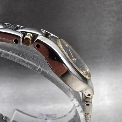Seiko Watch Women 17mm Blue Dial Two Tone Oval 1N01-0CT0 New Battery Vintage JP3