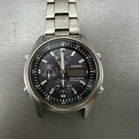 Casio Waveceptor Watch Men 42mm Blue Dial Titanium Analog Digital WVQ-500 PARTS0