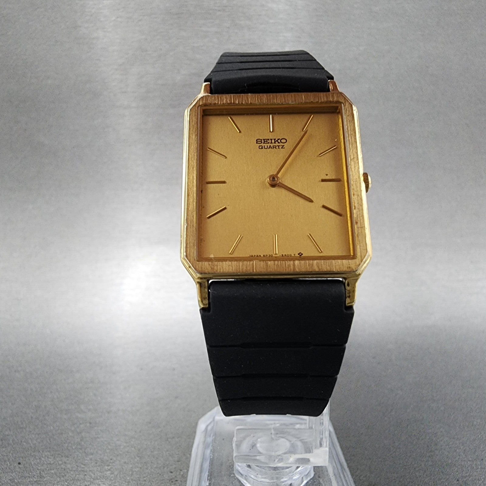 Seiko Tank Watch Men 26mm Champagne Dial Gold Tone Octagon 5p305a00 PARTS6