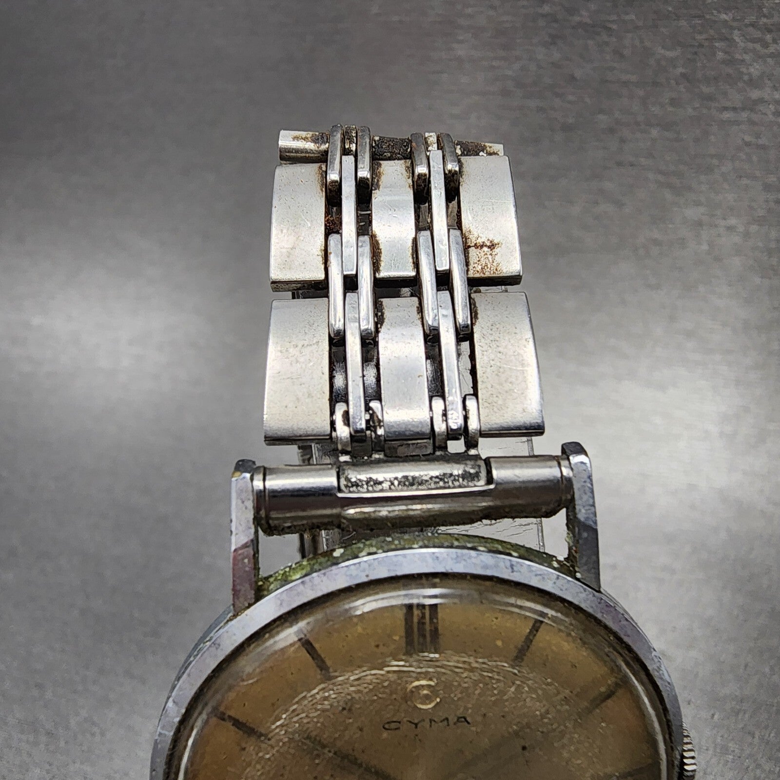 Cyma Cyamflex Watch Men 35mm Cream Dial Silver Tone Round Manual Wind PARTS5