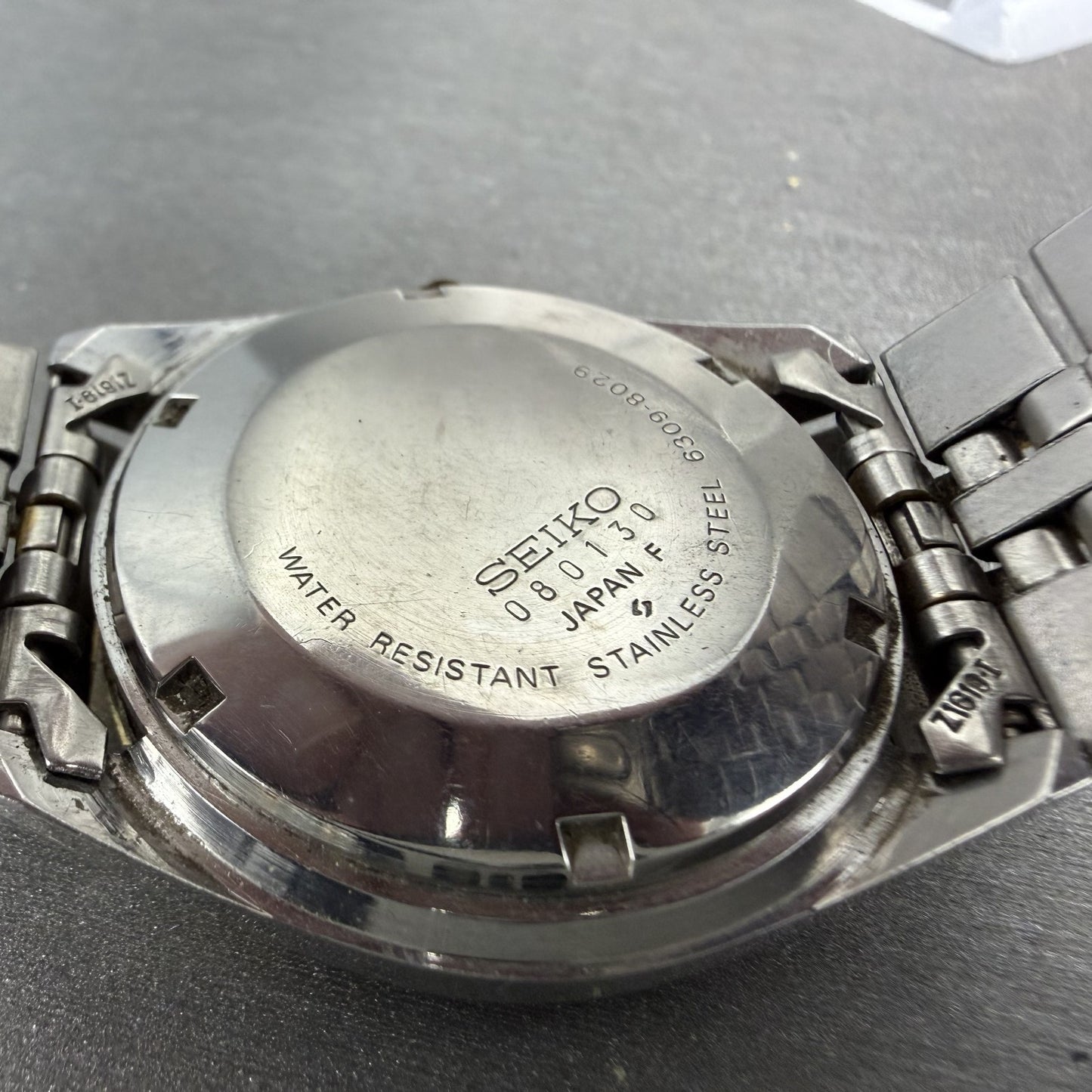 Seiko Automatic Watch Men 37mm Silver Dial Two Tone 6309-8029 Daydate Runs READ9