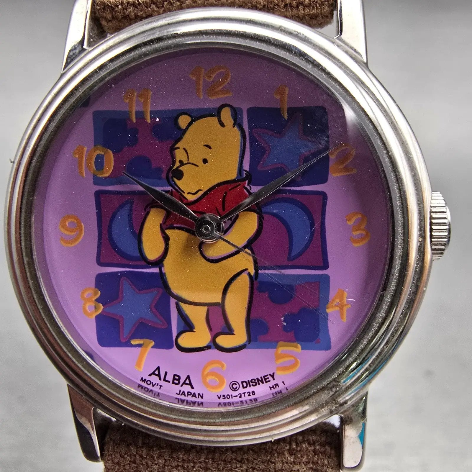 Seiko Alba Disney Winnie The Pooh Watch Women 27mm Purple Dial V501-6P00 New Bat1