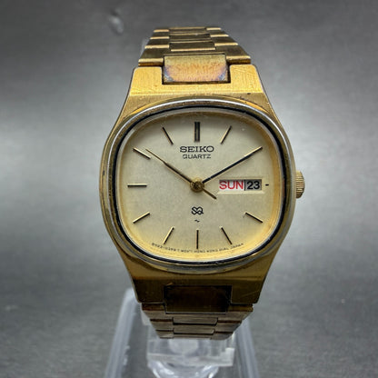 Seiko SQ watch Women 24mm Champagne Dial Gold Tone Daydate 8523-5119 New Battery0