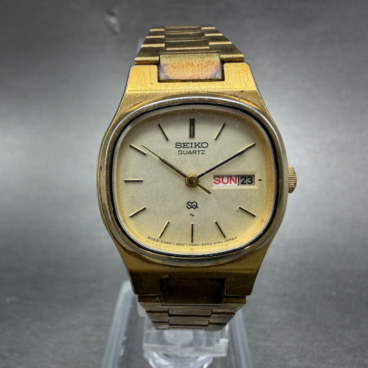 Seiko SQ watch Women 24mm Champagne Dial Gold Tone Daydate 8523-5119 New Battery0