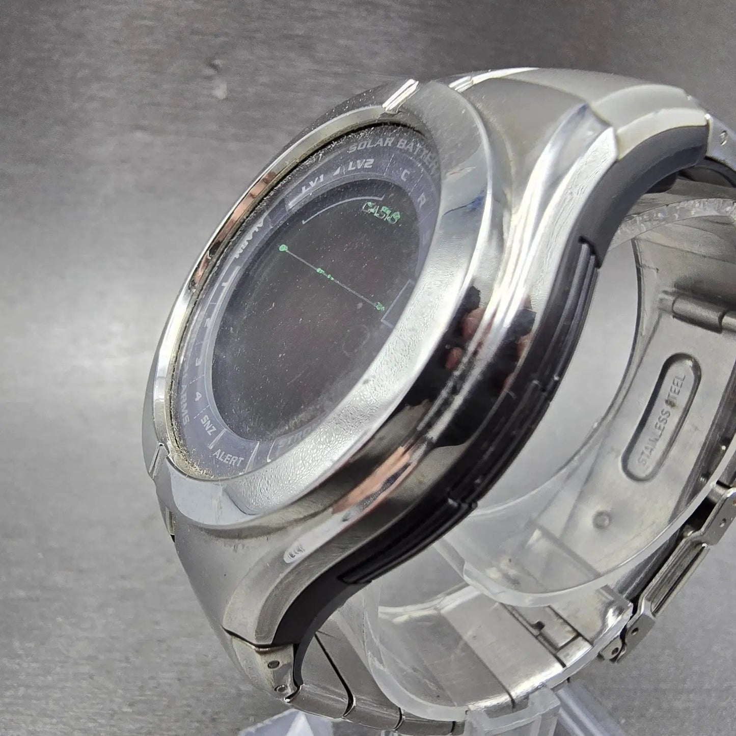 Casio Waveceptor WV-100J Watch Men 41mm Digital Steel Solar Alarm Chrono PARTS4