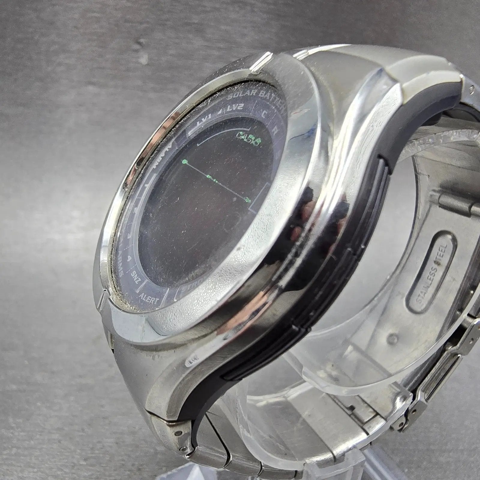 Casio Waveceptor WV-100J Watch Men 41mm Digital Steel Solar Alarm Chrono PARTS4