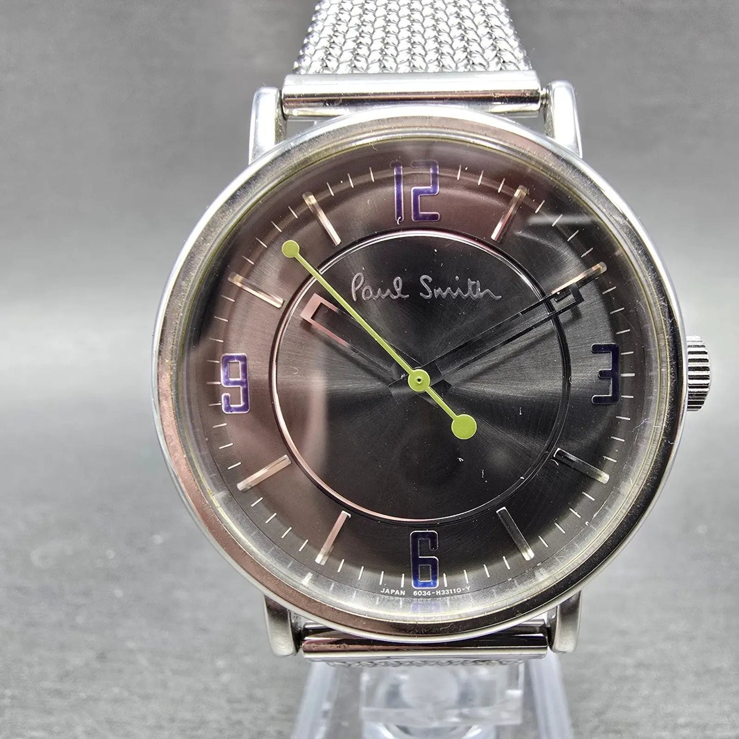Paul Smith Watch Men 36mm Gray Dial Silver Tone Round 6034-H19519 New Battery0