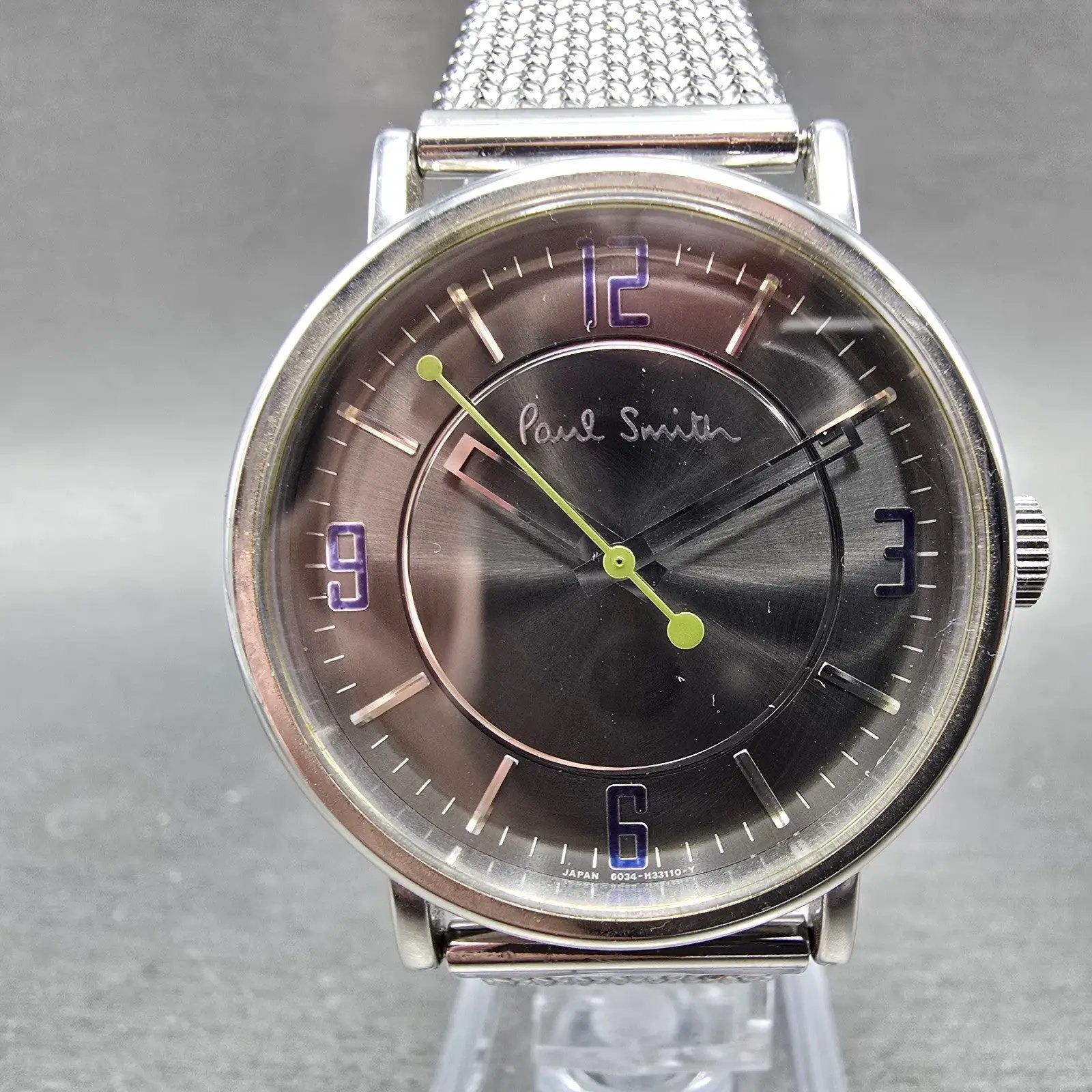 Paul Smith Watch Men 36mm Gray Dial Silver Tone Round 6034-H19519 New Battery0