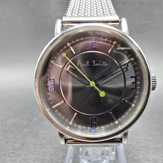Paul Smith Watch Men 36mm Gray Dial Silver Tone Round 6034-H19519 New Battery0