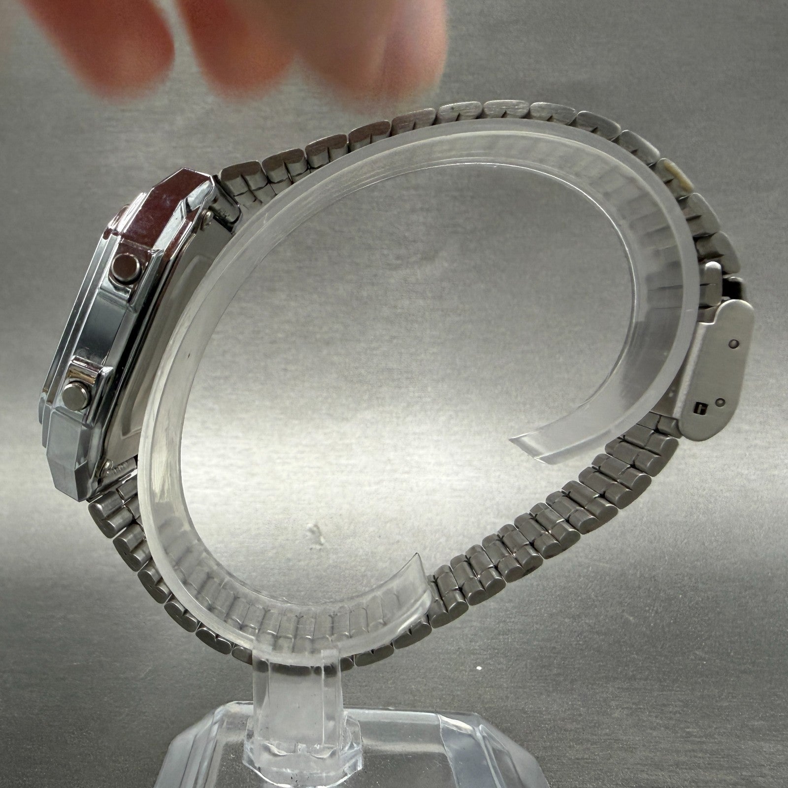 Casio Iluminator Digital Watch Men 34mm Silver Tone Alarm Chrono A178W New Batt6