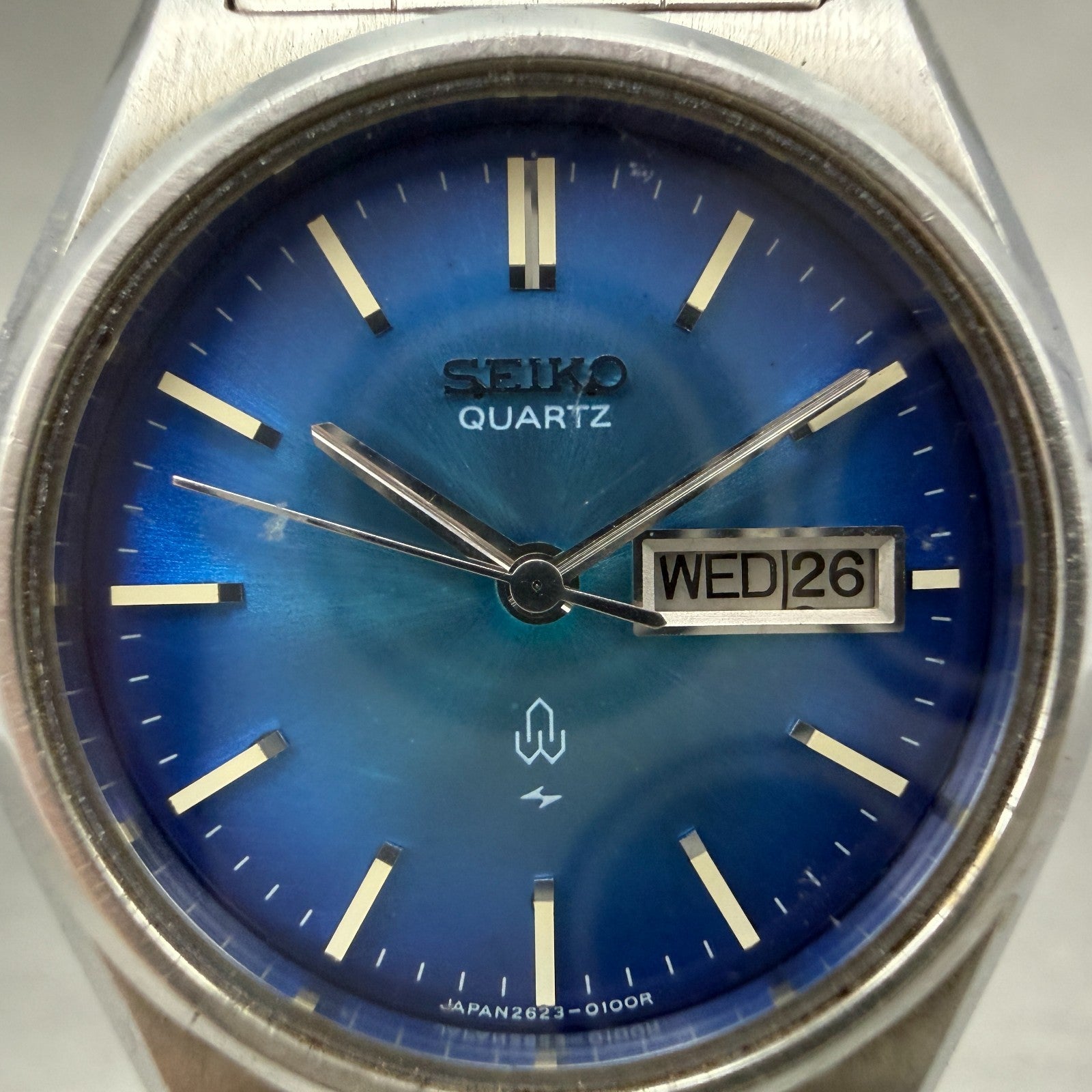 Seiko Watch Women 26mm Blue Dial Silver Tone Daydate Round 2623-0100 PARTS2