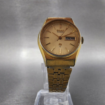 VTG Seiko SQ Watch Women 23mm Cream Dial Gold Tone Daydate Round New battery5