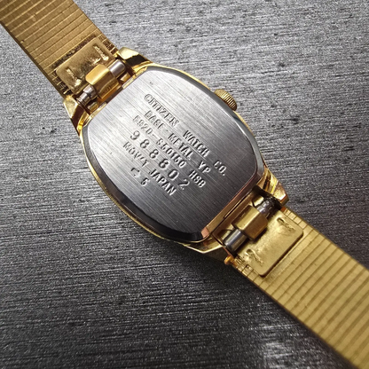Citizen CQ Watch Women 16mm Champagne Dial Gold Tone Oval 5920-S50150 New Batt10