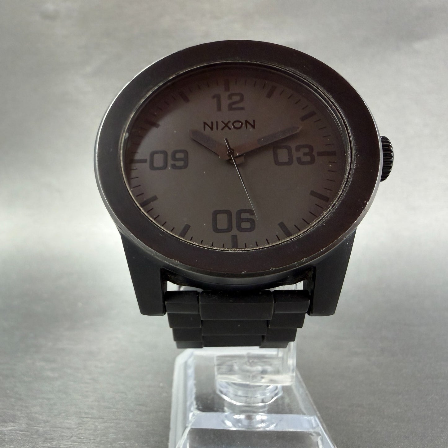 Nixon The Corporal Watch Men 48mm Black Dial Black Tone Round Bracelet new BattA5