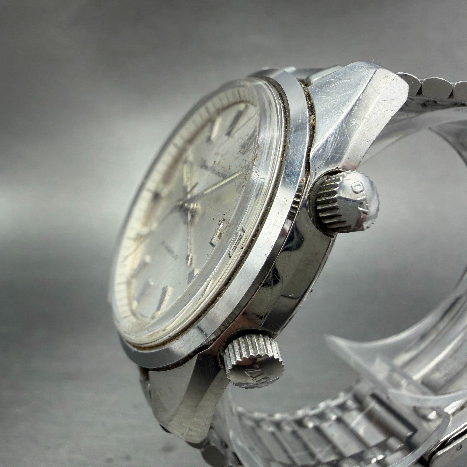 Citizen Alarm Date Watch Men 37mm White Dial Silver Tone Manual Wind 21 J PARTS3