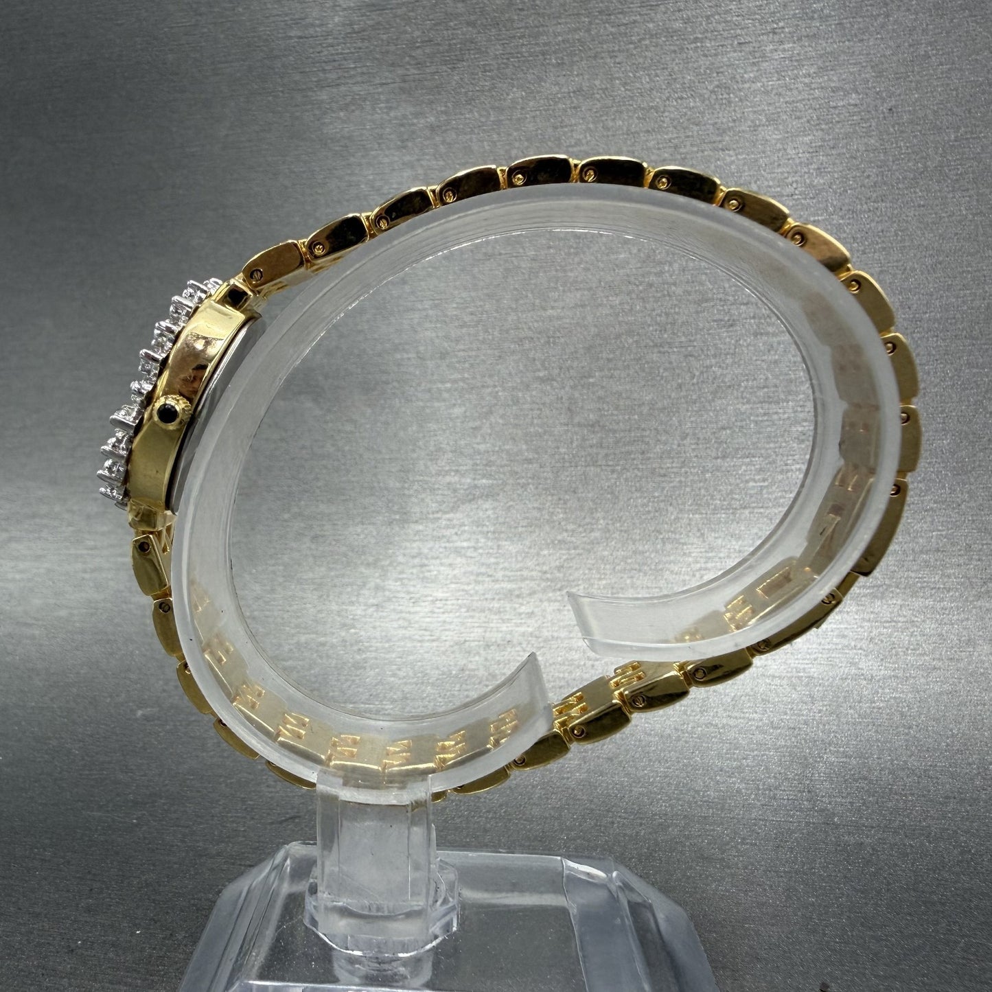 Lucien Piccard Dufonte Watch Women 18mm Champagne Dial Gold Diamond Bezel NewBat6