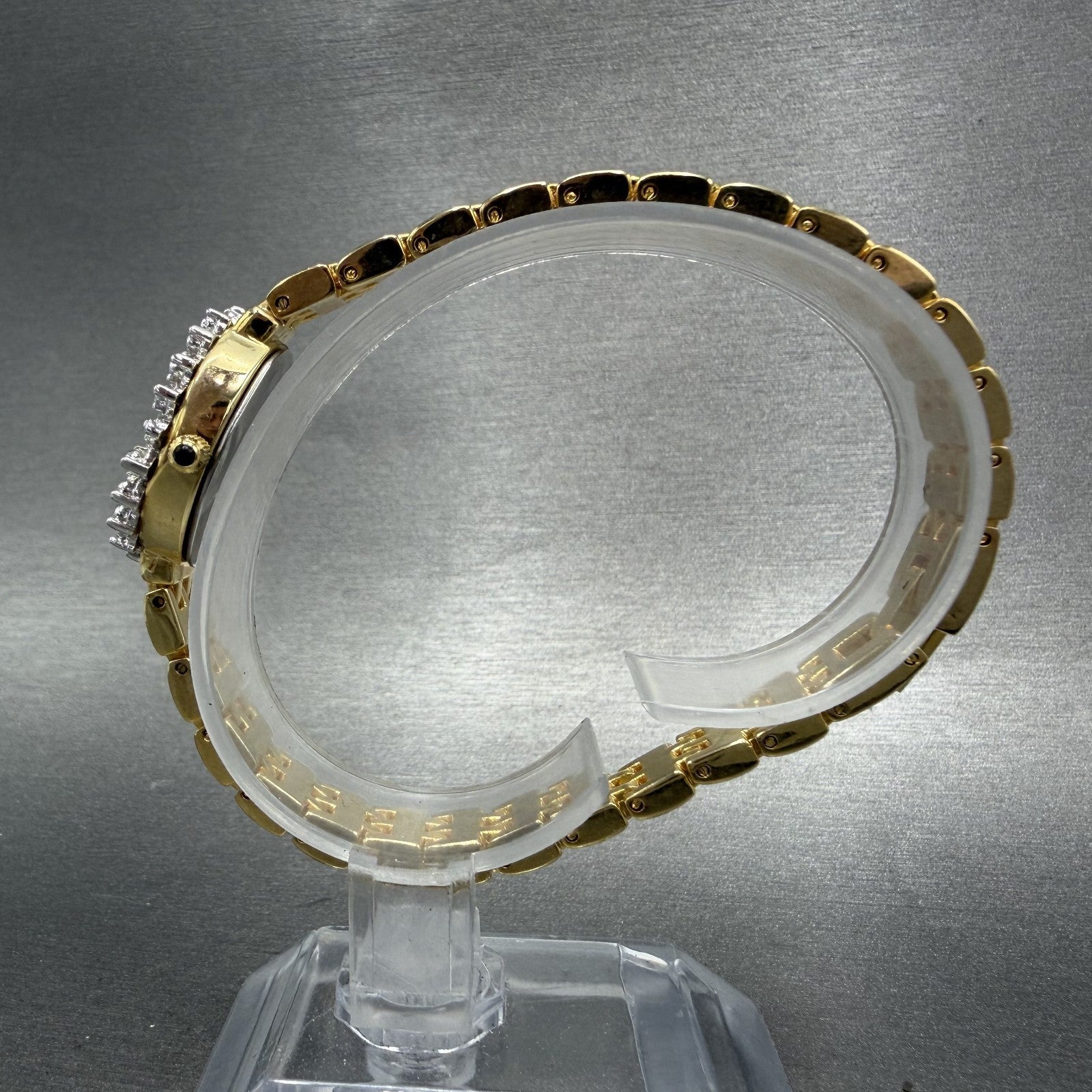 Lucien Piccard Dufonte Watch Women 18mm Champagne Dial Gold Diamond Bezel NewBat6