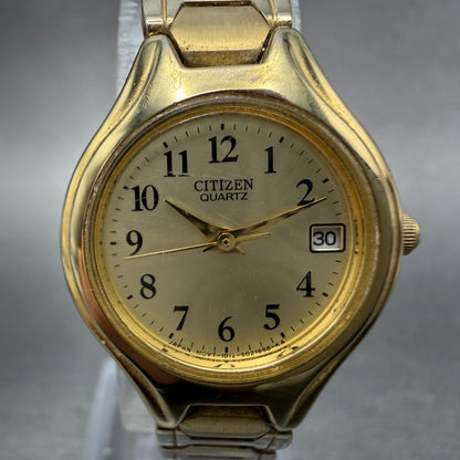 Citizen Watch Women 23mm Champagne Dial Gold Tone Date 1012-S011523 New Battery1