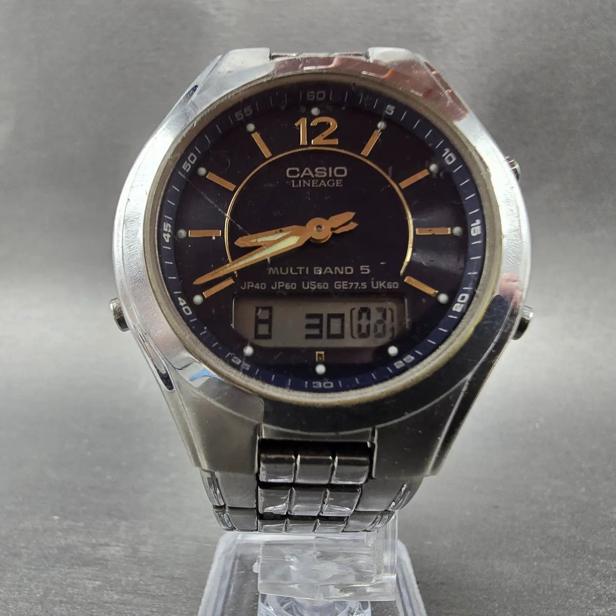 Casio Lineage LCW-M200 Watch Men 38mm Blue Dial Steel Analog Digital Solar JDM6