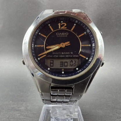 Casio Lineage LCW-M200 Watch Men 38mm Blue Dial Steel Analog Digital Solar JDM6