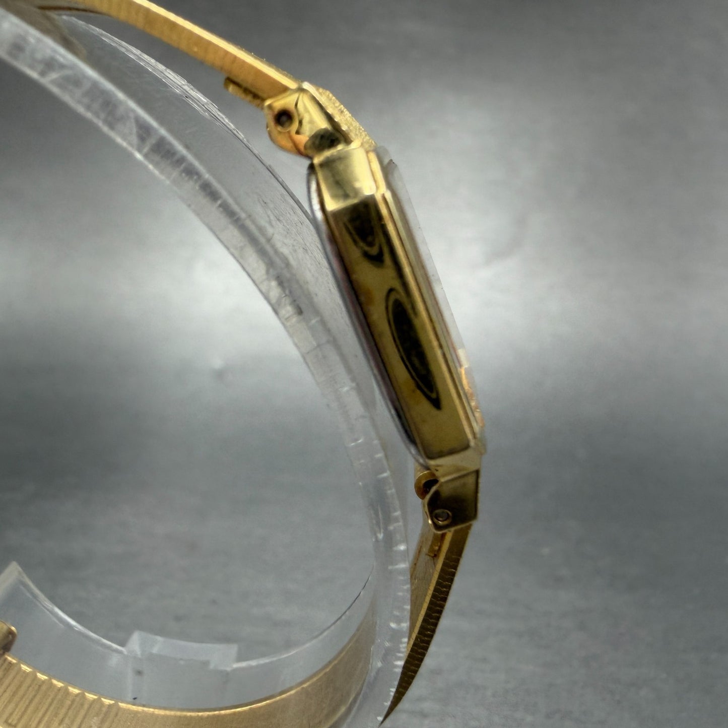 Seiko Tank Watch Women 17mm Champagne Dial Gold Tone 7320-5189 New Battery VTG3
