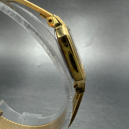 Seiko Tank Watch Women 17mm Champagne Dial Gold Tone 7320-5189 New Battery VTG3