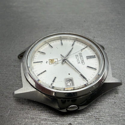 Seiko Elinx Watch Men 37mm Silver Dial Silver Tone Date Round 0702-7070 PARTS6