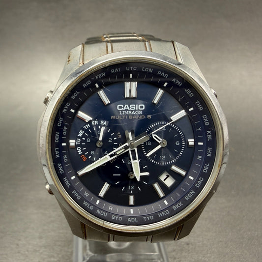 Casio Lineage LIW-M610 Watch Men 41mm Blue Dial Steel Date Chrono Solar Runs0