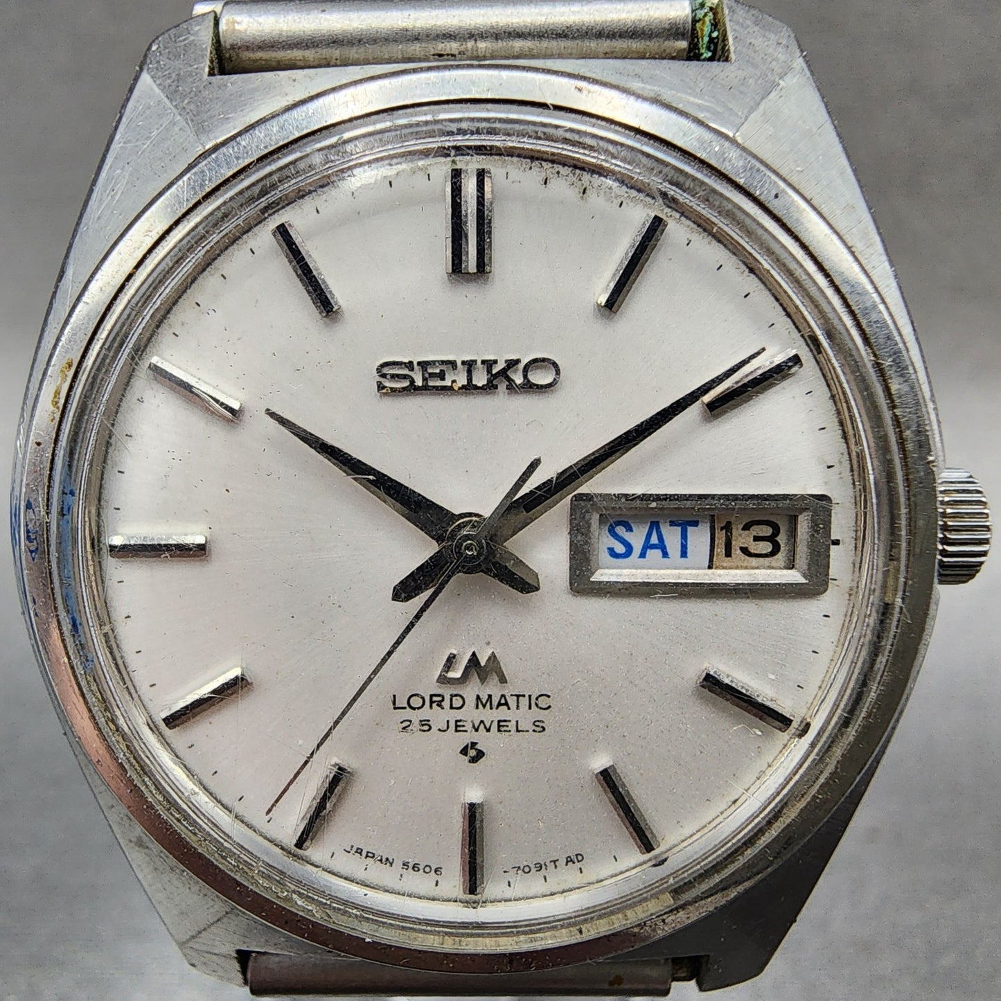 Seiko lord Matic Watch Men 36mm White Dial Silver Tone Daydate 56067000 PARTS2
