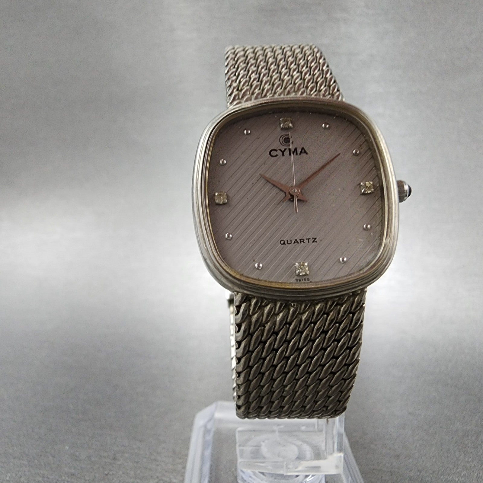 Cyma Watch Women 26mm Silver Dial Silver Tone Rectangle 605 New Battery5