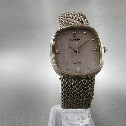 Cyma Watch Women 26mm Silver Dial Silver Tone Rectangle 605 New Battery5