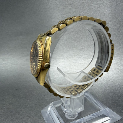 Seiko SQ Watch Women 24mm Black Dial Gold Tone Daydate 24mm Round New Battery8