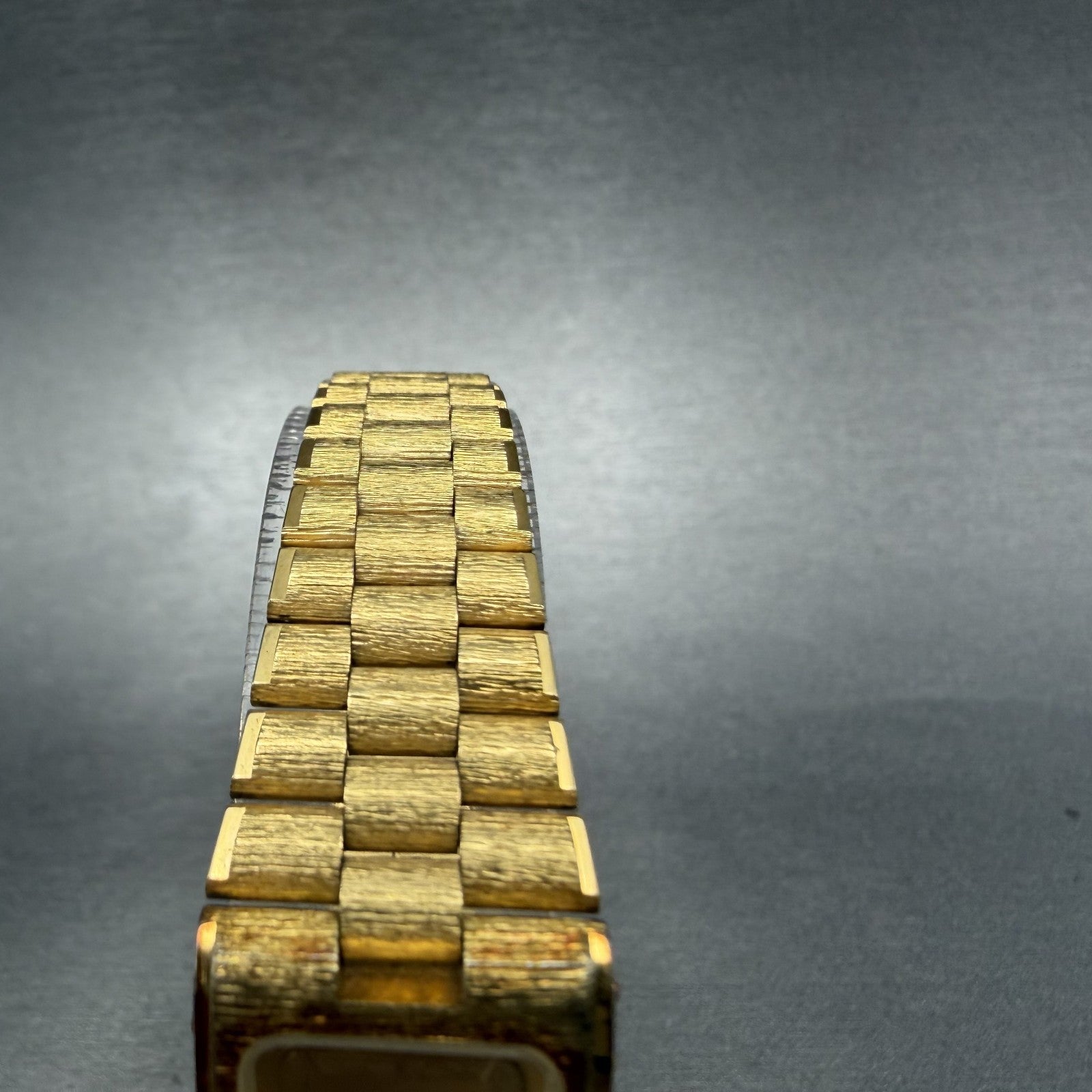 Longines Tank Watch Women 17mm Gold Dial Gold Tone Rectangle New Battery ABCD4