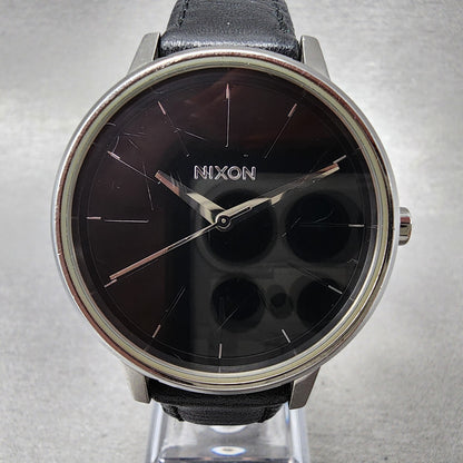 Nixon Kensington Watch Women 37mm Black Dial Silver Tone Round New Battery1