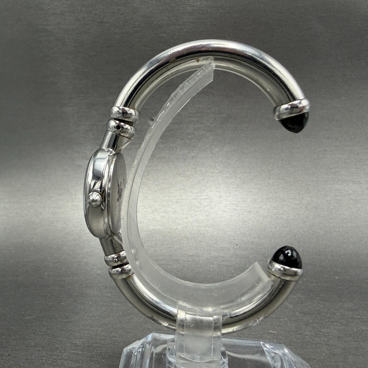 Movado Bareleto Watch Women 24mm Black Dial Stainless Steel Round Bangle NewBatH6