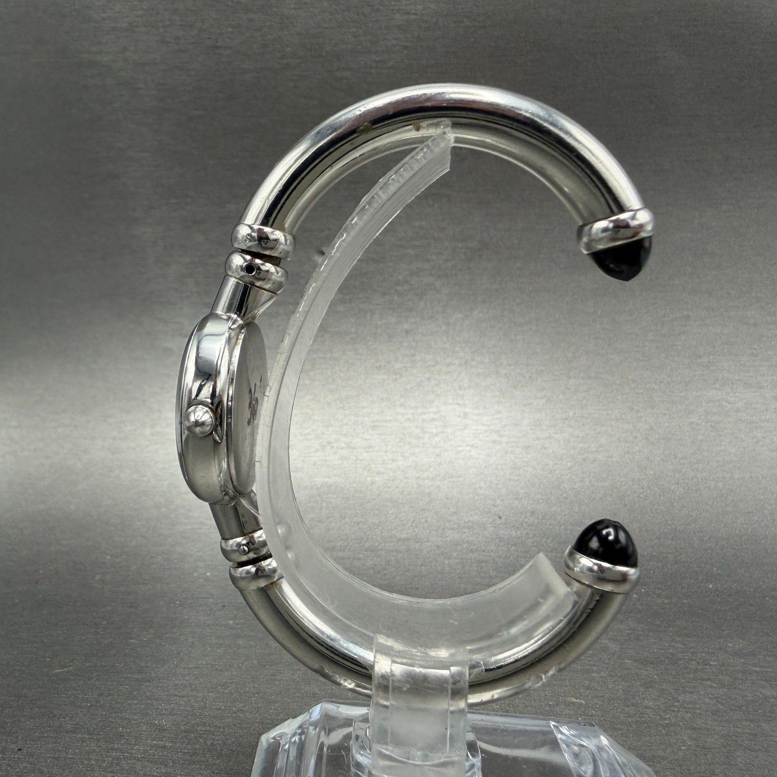 Movado Bareleto Watch Women 24mm Black Dial Stainless Steel Round Bangle NewBatH6