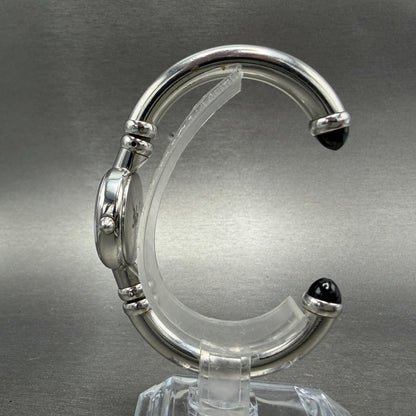 Movado Bareleto Watch Women 24mm Black Dial Stainless Steel Round Bangle NewBatH6