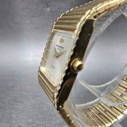 Raymond Weil Tank Watch Women 18mm Silver Dial Two Tone Gold Plated 8057 New Bat2