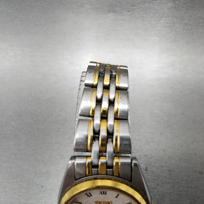 Seiko Watch Women 24mm White Dial Two Tone Date Round 7N826001 New Battery4
